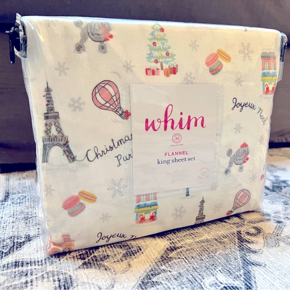 Whim Flannel King Sheet Set Martha Stewart Collection 100% Cotton Made in Turkey